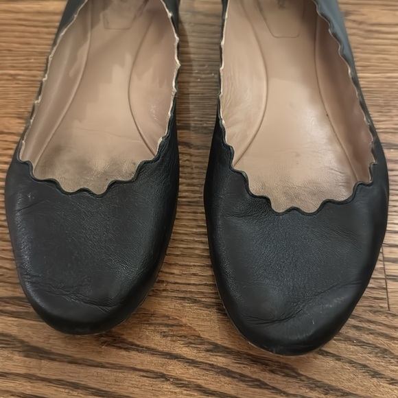 Chloe Black Leather Ballet Flats - Picture 1 of 5